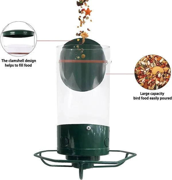 Squirrel - Proof Bird Feeder Spinning Tube – 4 Ports 5lb Capacity Weight Activated Outdoor Hanging - Quincelle.co