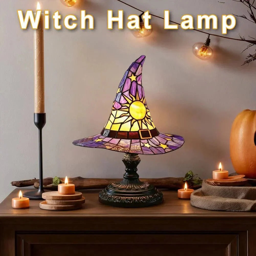 Creative Stained Glass Witch Hat Lamp — View 3