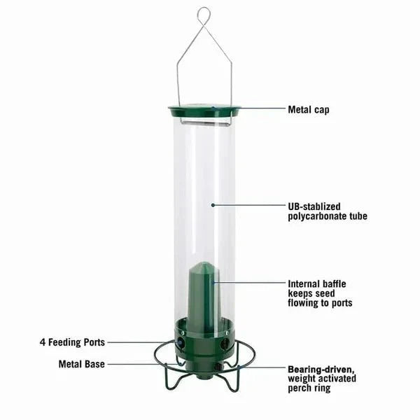 Squirrel - Proof Bird Feeder Spinning Tube – 4 Ports 5lb Capacity Weight Activated Outdoor Hanging - Quincelle.co