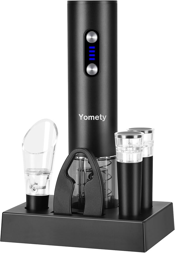 Electric Wine Opener Gift Set 7 - in - 1, Rechargeable Automatic Corkscrew with Foil Cutter Aerator Stoppers - Quincelle.co