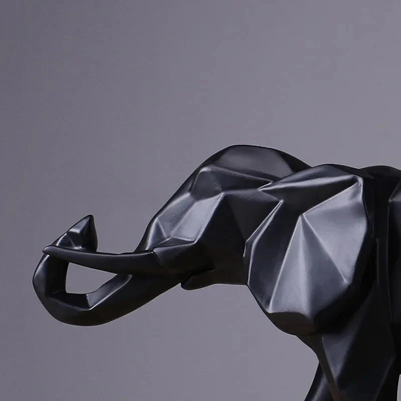 Elephant Statue Geometric Sculpture Abstract Animal Home Office Desk Dec... — View 3