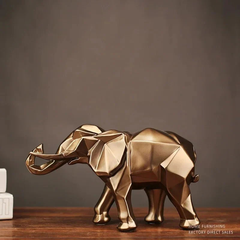 Elephant Statue Geometric Sculpture Abstract Animal Home Office Desk Dec... — View 4