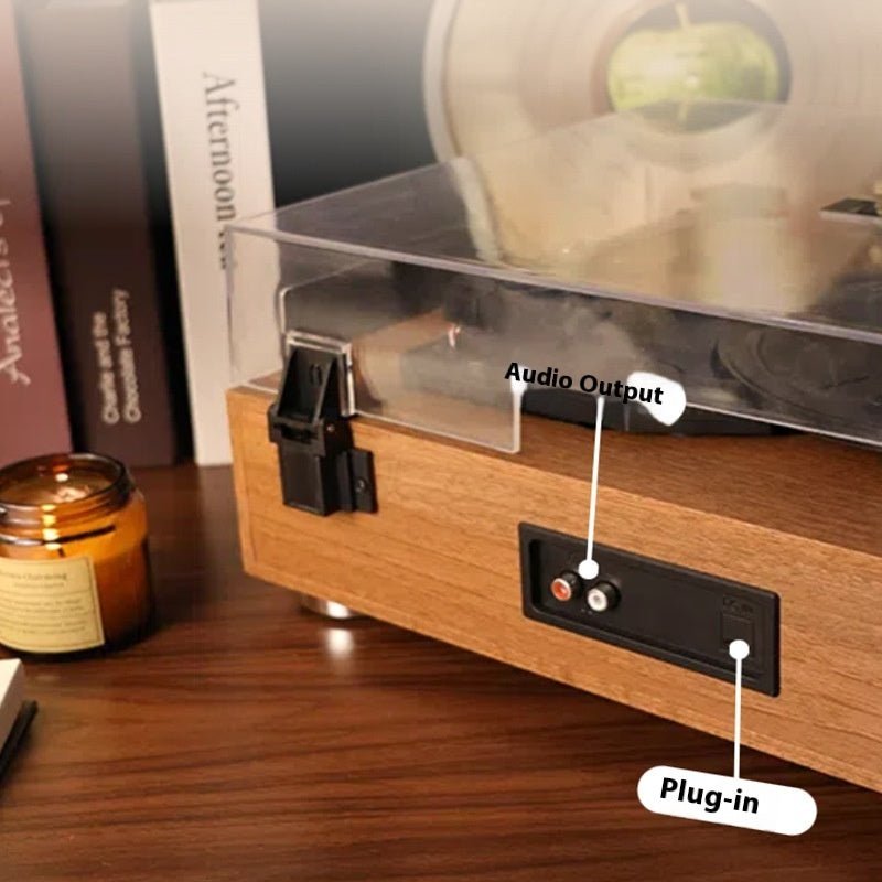 Retro Vinyl Record Player Bluetooth Speaker Cabinet Vintage Style Home Decor - Quincelle.co