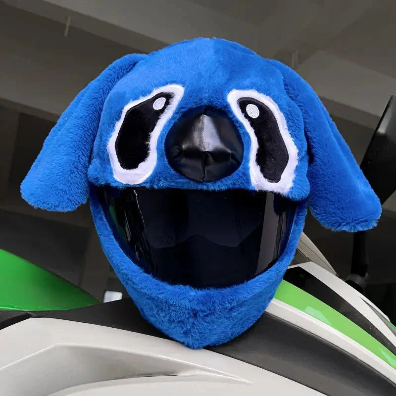 Fluffy Cartoon Motorcycle Helmet Cover Plush Set - Personalized Helmets Accessories - Quincelle.co