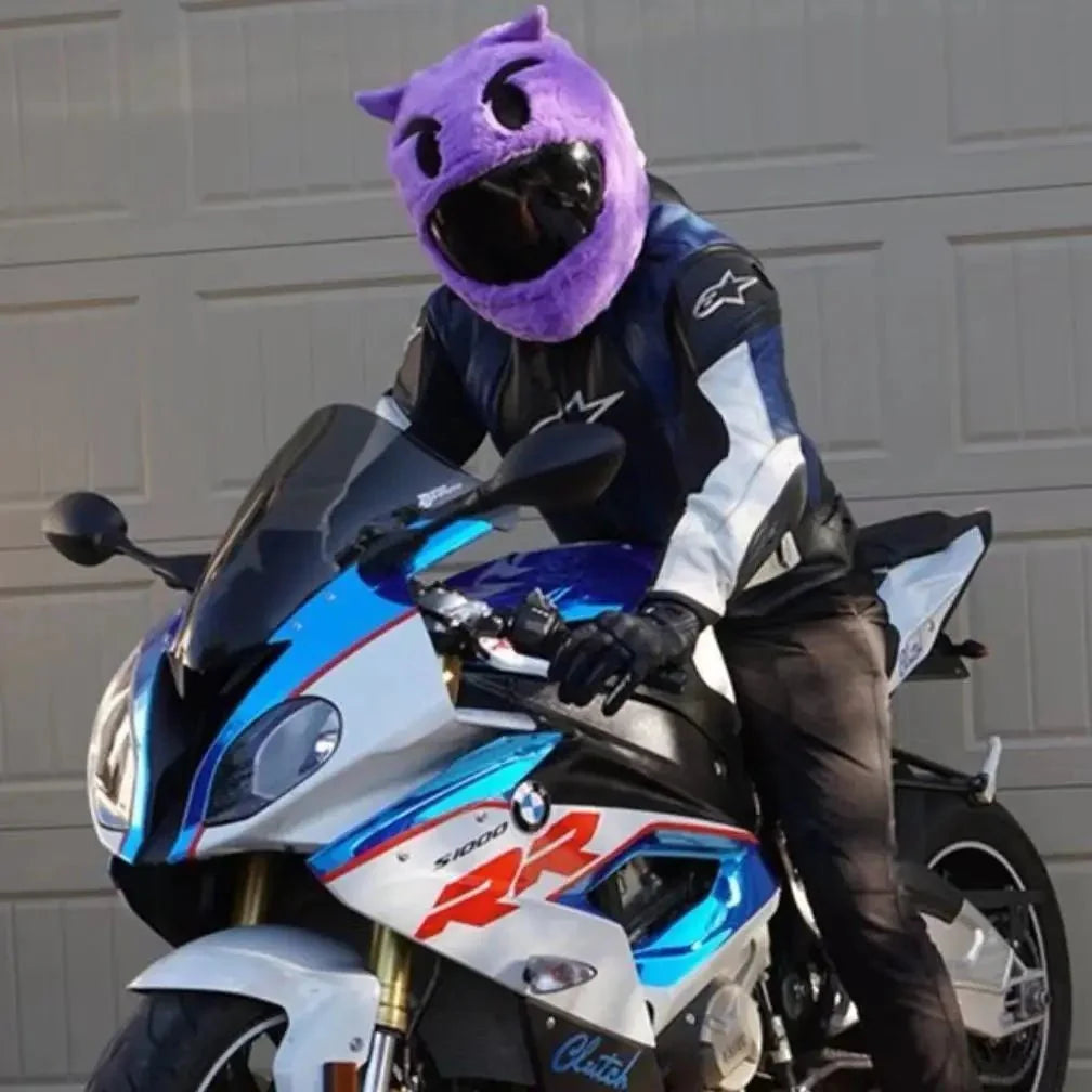 Fluffy Cartoon Motorcycle Helmet Cover Plush Set - Personalized Helmets Accessories - Quincelle.co