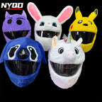 Fluffy Cartoon Motorcycle Helmet Cover Plush Set - Personalized Helmets Accessories - Quincelle.co