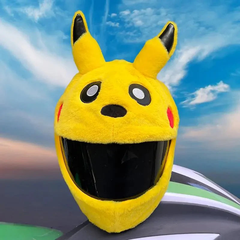 Fluffy Cartoon Motorcycle Helmet Cover Plush Set - Personalized Helmets Accessories - Quincelle.co