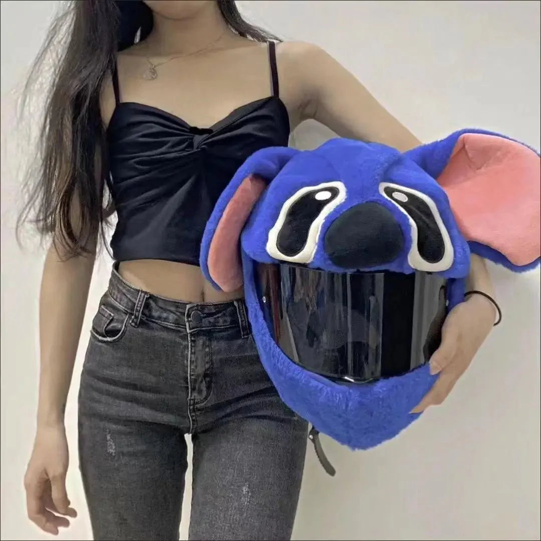 Fluffy Cartoon Motorcycle Helmet Cover Plush Set - Personalized Helmets Accessories - Quincelle.co