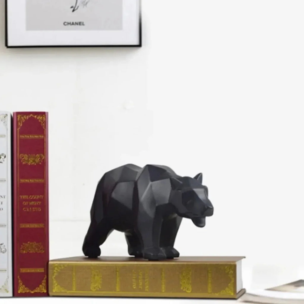 Geometric Bear Statue Resin Nordic Animal Sculpture Modern Home Office D... — View 3