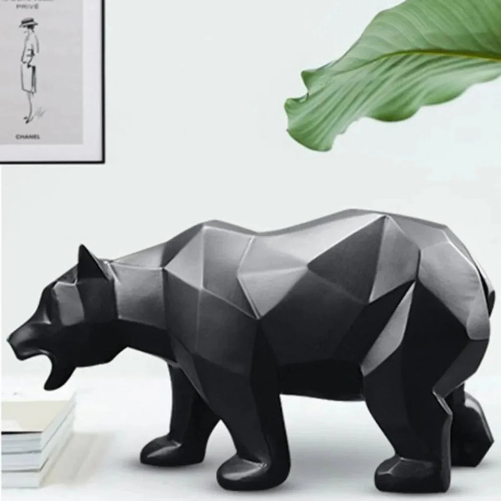 Geometric Bear Statue Resin Nordic Animal Sculpture Modern Home Office D... — View 2