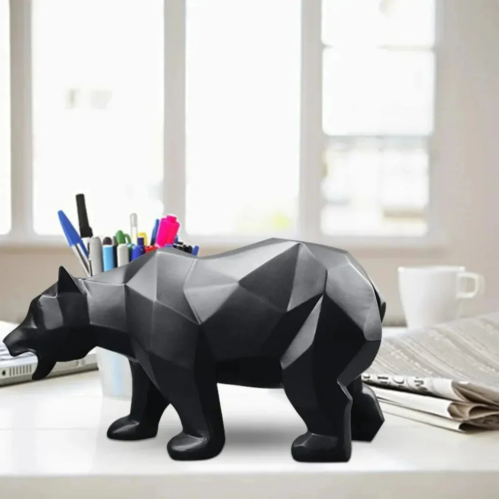 Geometric Bear Statue Resin Nordic Animal Sculpture Modern Home Office D... — View 4