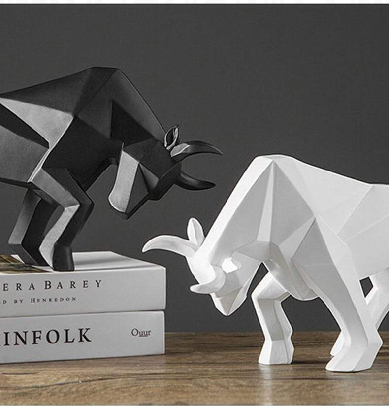 Geometric Bull Figurine Modern Abstract Bull Sculpture Home Office Desk ... — View 11