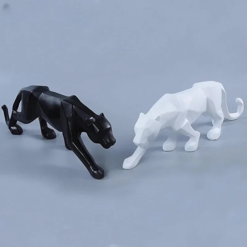 Geometric Panther Statue Resin Leopard Sculpture Abstract Animal Home Of... — View 5