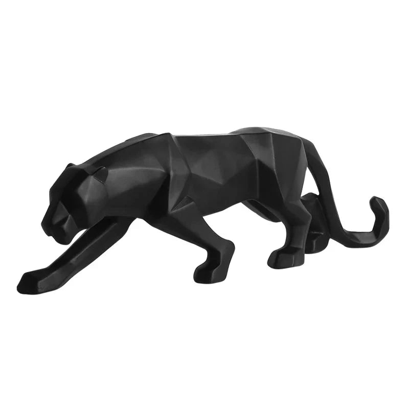 Geometric Panther Statue Resin Leopard Sculpture Abstract Animal Home Of... — Gift Idea