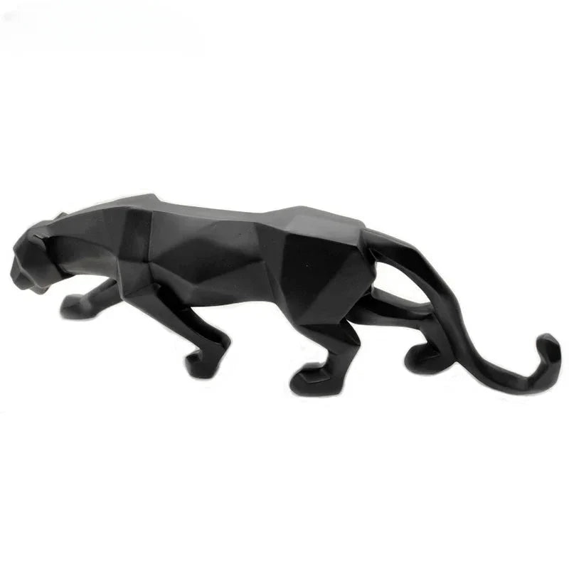 Geometric Panther Statue Resin Leopard Sculpture Abstract Animal Home Of... — View 3