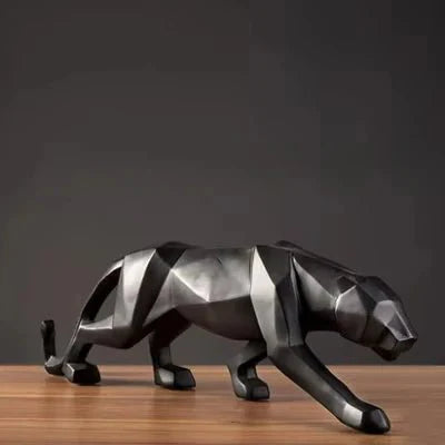 Geometric Panther Statue Resin Leopard Sculpture Abstract Animal Home Of... — View 10
