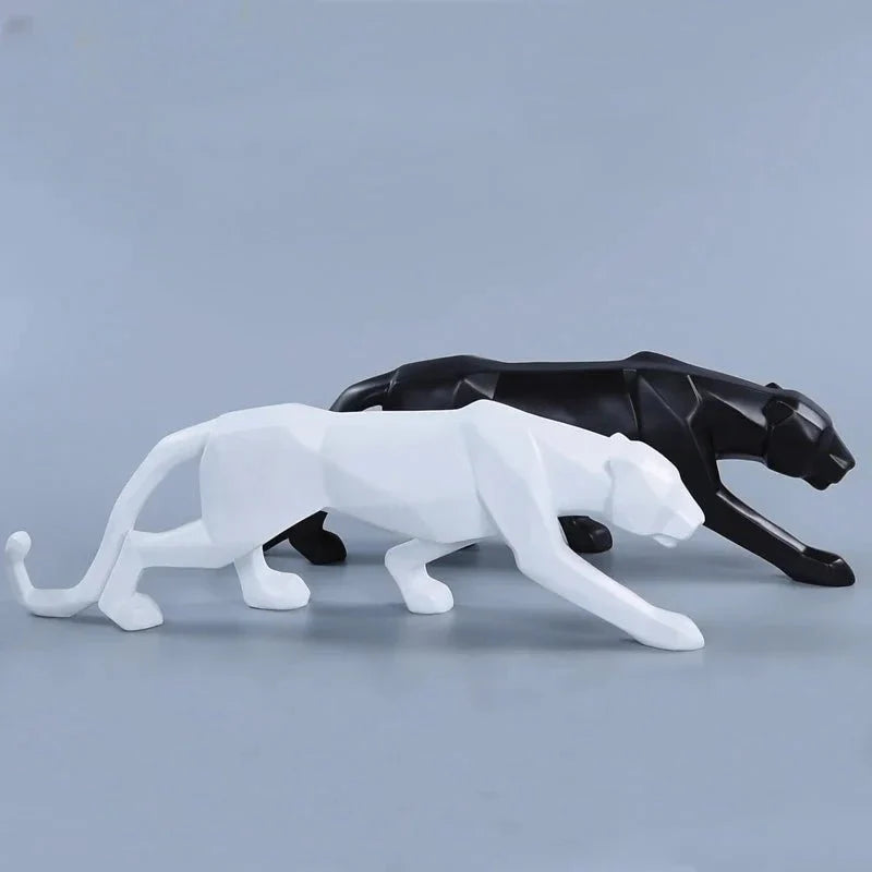Geometric Panther Statue Resin Leopard Sculpture Abstract Animal Home Of... — View 6