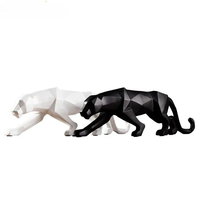 Geometric Panther Statue Resin Leopard Sculpture Abstract Animal Home Of... — View 2