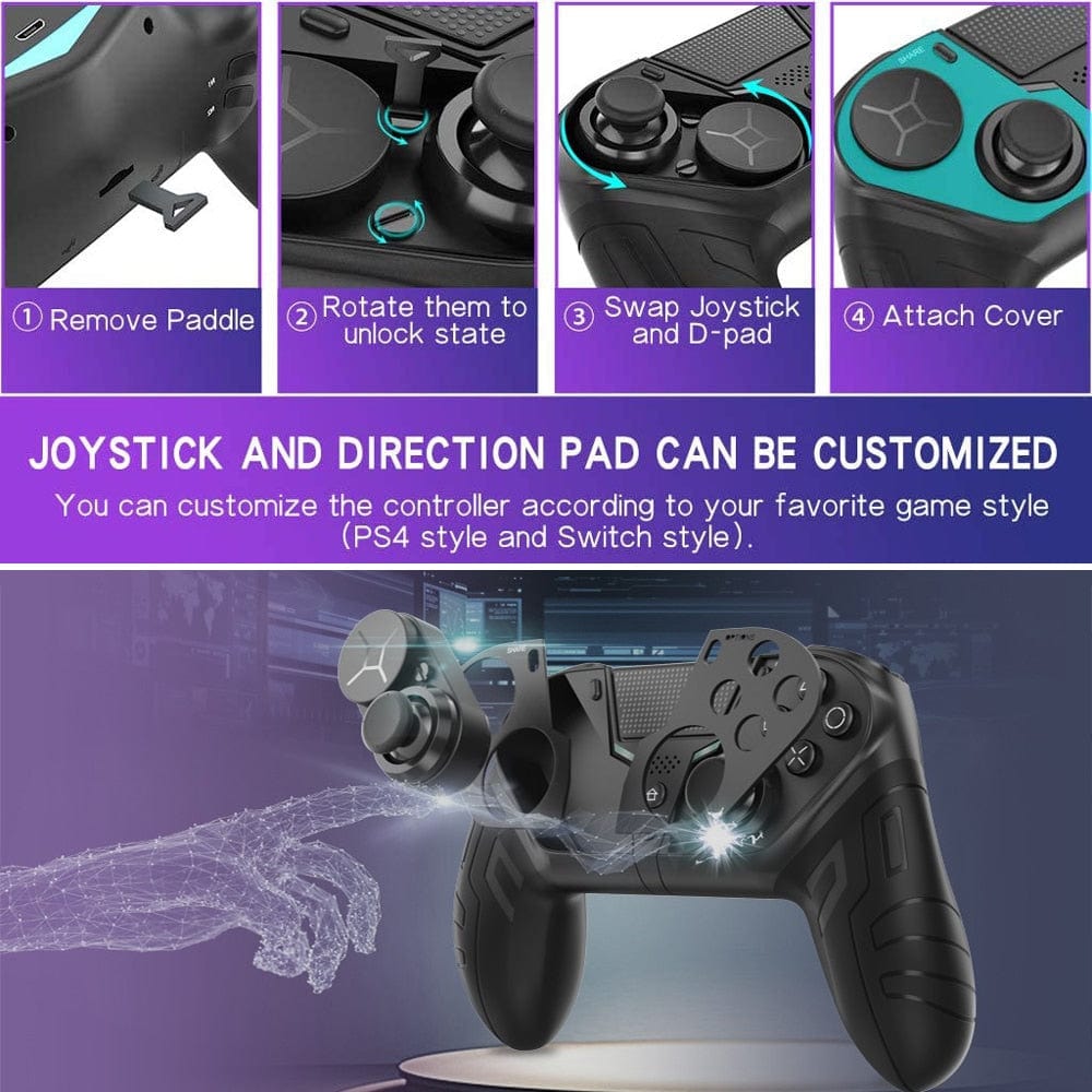 TurboGrip Wireless Gaming Controller Hall Effect Anti - Drift 4 Paddles PS4 PS5 PC Switch Android iOS - Quincelle.co