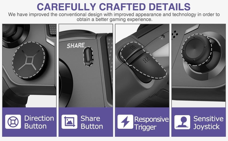 TurboGrip Wireless Gaming Controller Hall Effect Anti - Drift 4 Paddles PS4 PS5 PC Switch Android iOS - Quincelle.co