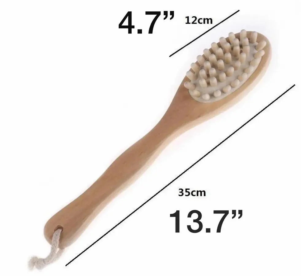 Bath & Body Massage Brush – Long Handle Exfoliating Back Scrubber, Wet &... — View 5