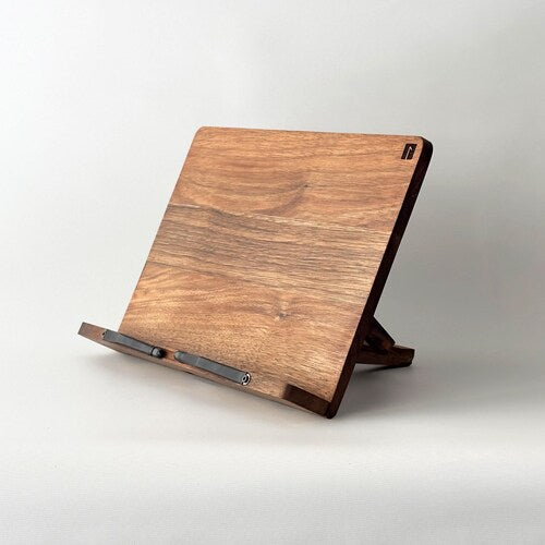 Solid Walnut Book Stand, Adjustable — Wooden Cookbook Holder & Reading Rest for Home