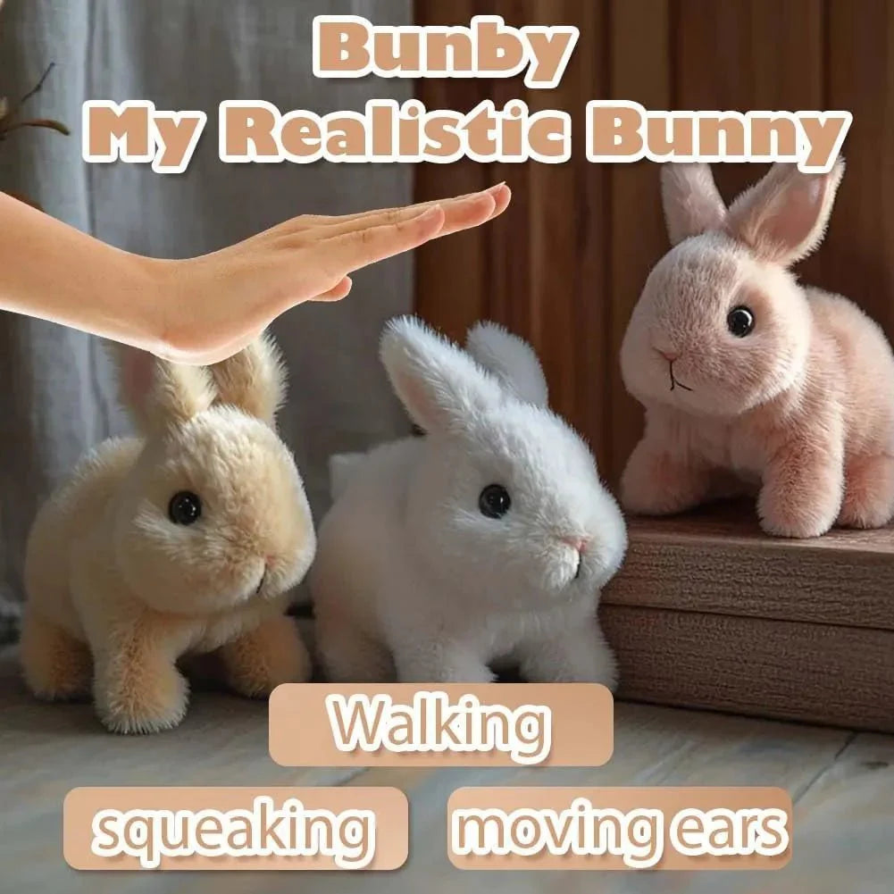 SnuggleHop Interactive Plush Bunny – Hops, Wiggles Ears, Touch - Activated, PP Cotton, Leash Included - Quincelle.co
