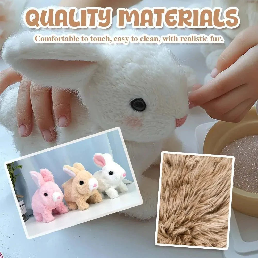 SnuggleHop Interactive Plush Bunny – Hops, Wiggles Ears, Touch - Activated, PP Cotton, Leash Included - Quincelle.co