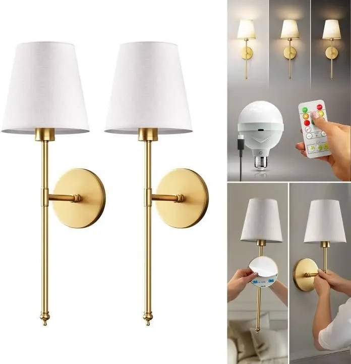 Battery Operated Wall Sconces – Wireless LED Wall Lights, No Wiring Requ... — Gift Idea