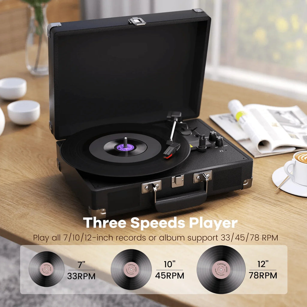 Maio Vintage Gramophone: Belt - Driven Turntable with Built - in Speakers - Quincelle.co