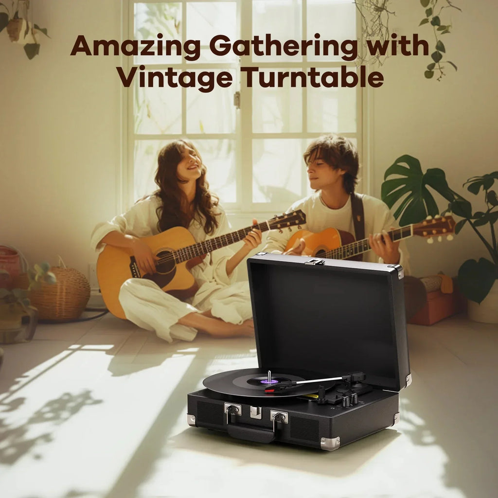 Maio Vintage Gramophone: Belt - Driven Turntable with Built - in Speakers - Quincelle.co