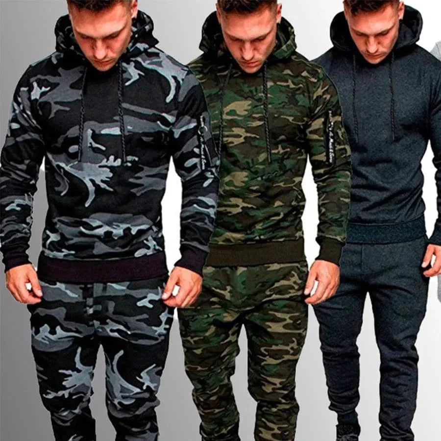 Mens Camouflage Tracksuit - Best 2 - Piece Sports Hoodie & Pants Set - Quincelle.co