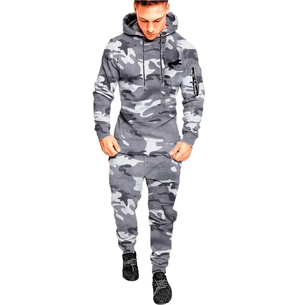 Mens Camouflage Tracksuit - Best 2 - Piece Sports Hoodie & Pants Set - Quincelle.co