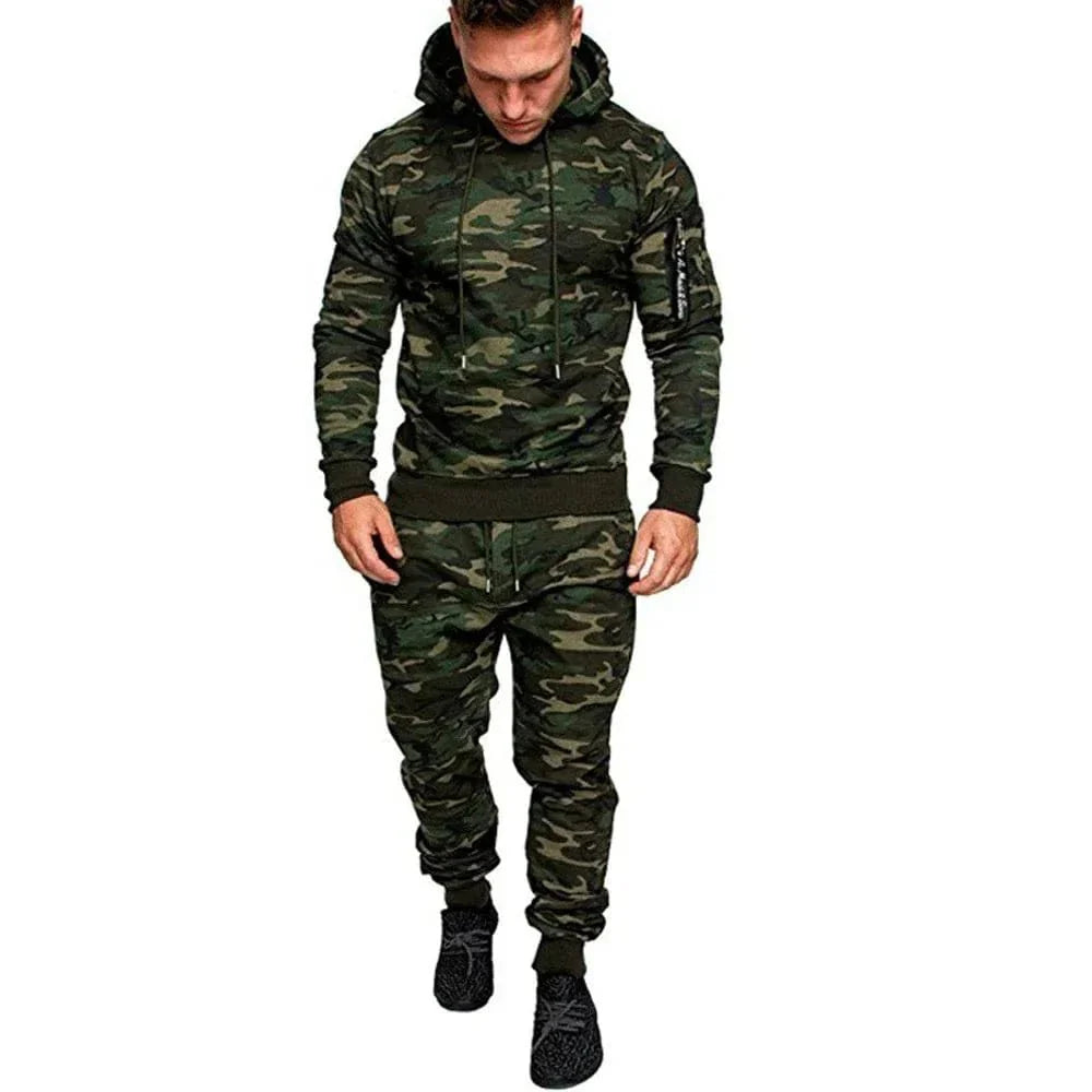 Mens Camouflage Tracksuit - Best 2 - Piece Sports Hoodie & Pants Set - Quincelle.co