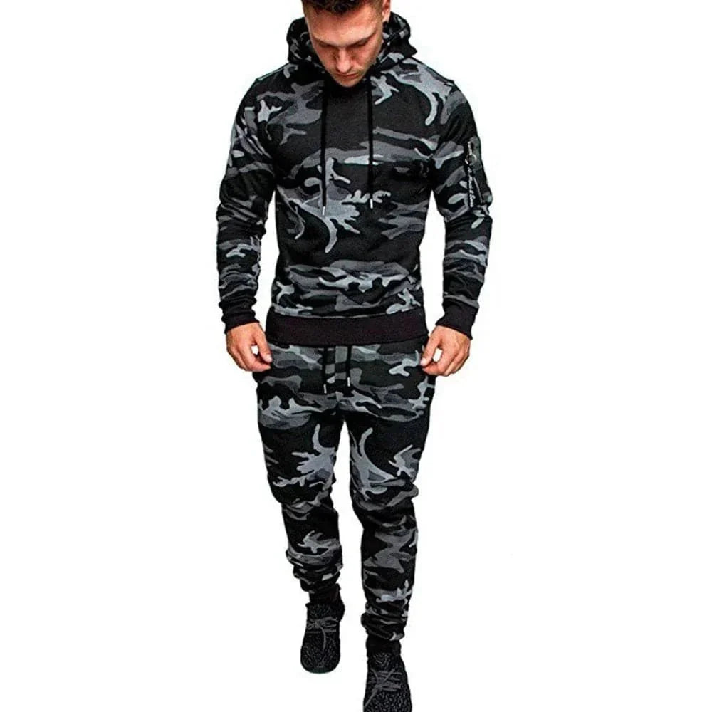 Mens Camouflage Tracksuit - Best 2 - Piece Sports Hoodie & Pants Set - Quincelle.co