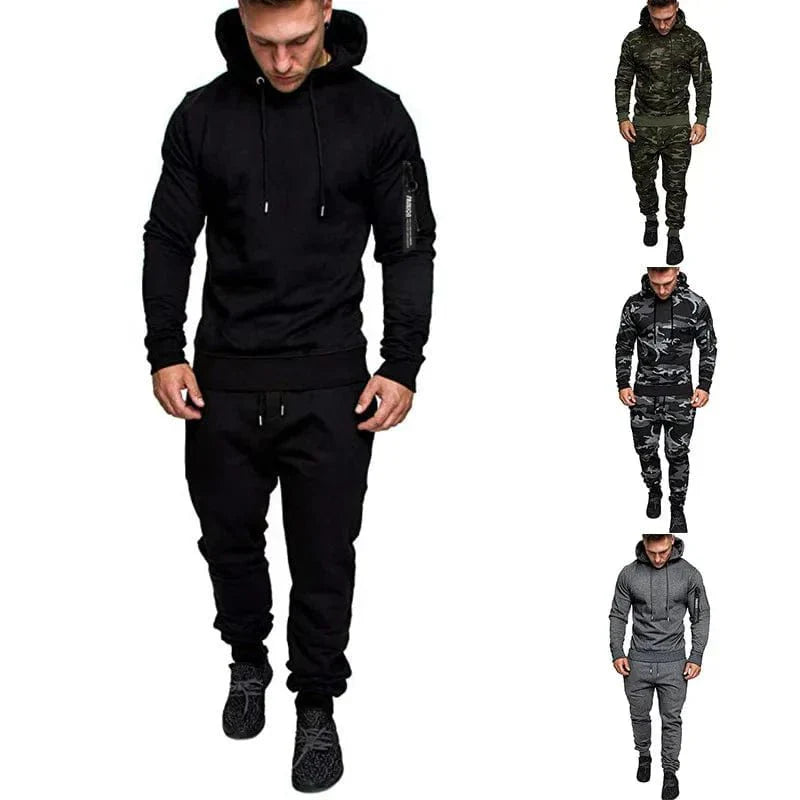 Mens Camouflage Tracksuit - Best 2 - Piece Sports Hoodie & Pants Set - Quincelle.co