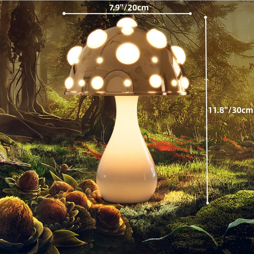 Mushroom Table Lamp with Touch Dimming | LED Bedroom Desk Night Light - Quincelle.co