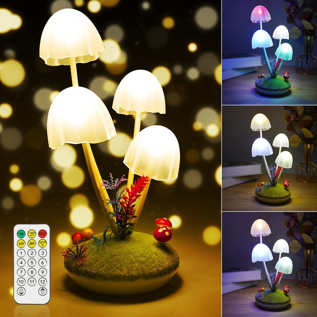 Mushroom Table Lamp with Touch Dimming | LED Bedroom Desk Night Light - Quincelle.co