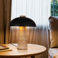 Nordic Wabi - Sabi Table Lamp Natural Stone Base Linen Shade Minimalist Japandi Bedside Desk Light - Quincelle.co