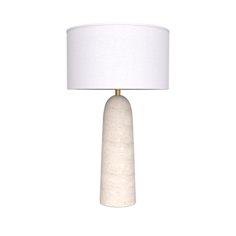 Nordic Wabi - Sabi Table Lamp Natural Stone Base Linen Shade Minimalist Japandi Bedside Desk Light - Quincelle.co