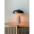 Nordic Wabi - Sabi Table Lamp Natural Stone Base Linen Shade Minimalist Japandi Bedside Desk Light - Quincelle.co