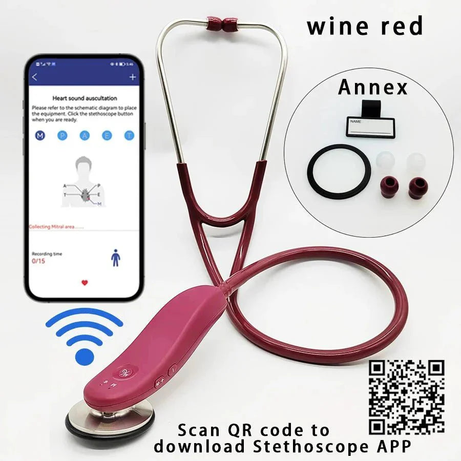 Premium Bluetooth Digital Stethoscope – Wireless 40x Amplified Sound with OLED Display - Quincelle.co