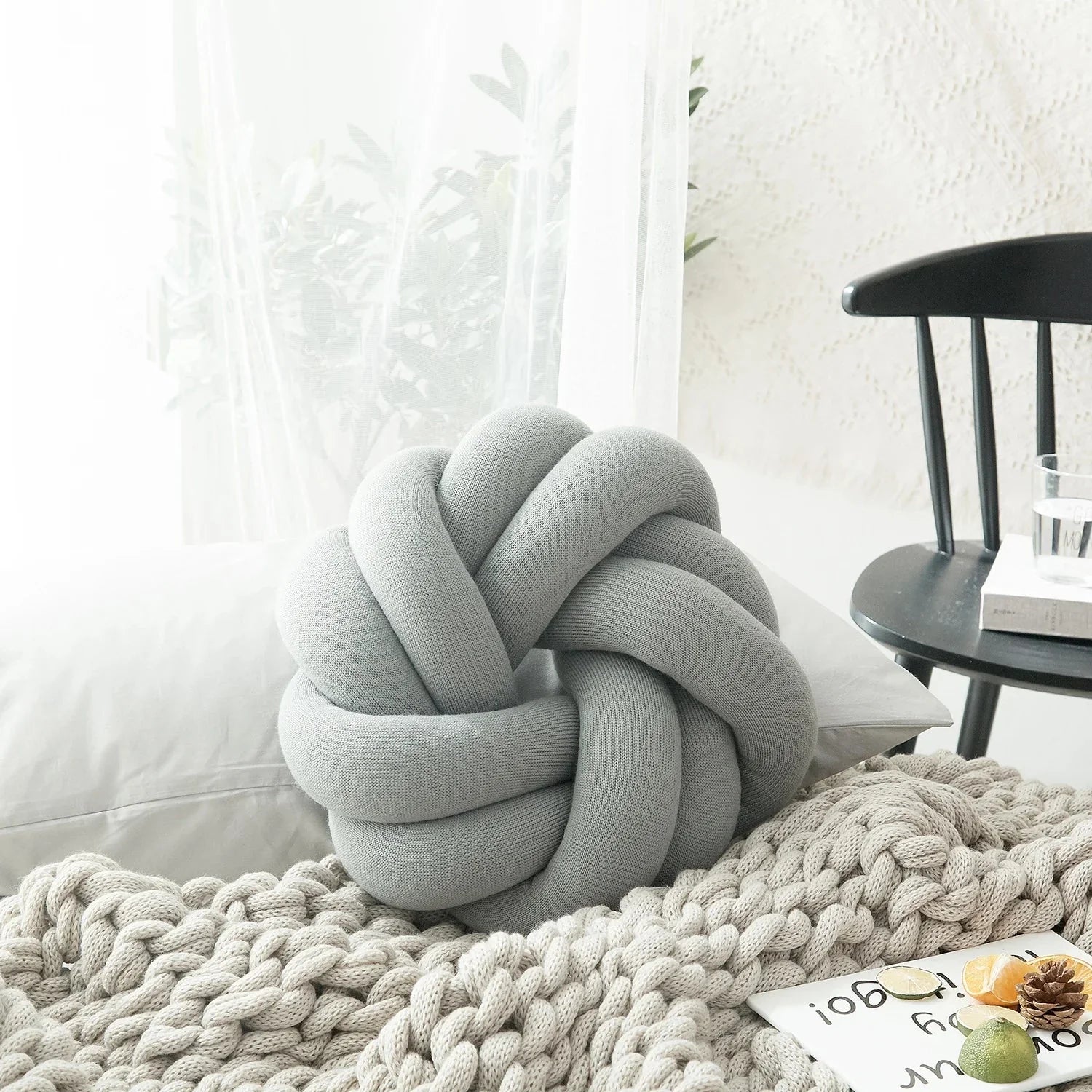 Regina Cotton DIY Hand Knot Back Cushion – Cozy Decorative Lumbar Pillow - Quincelle.co