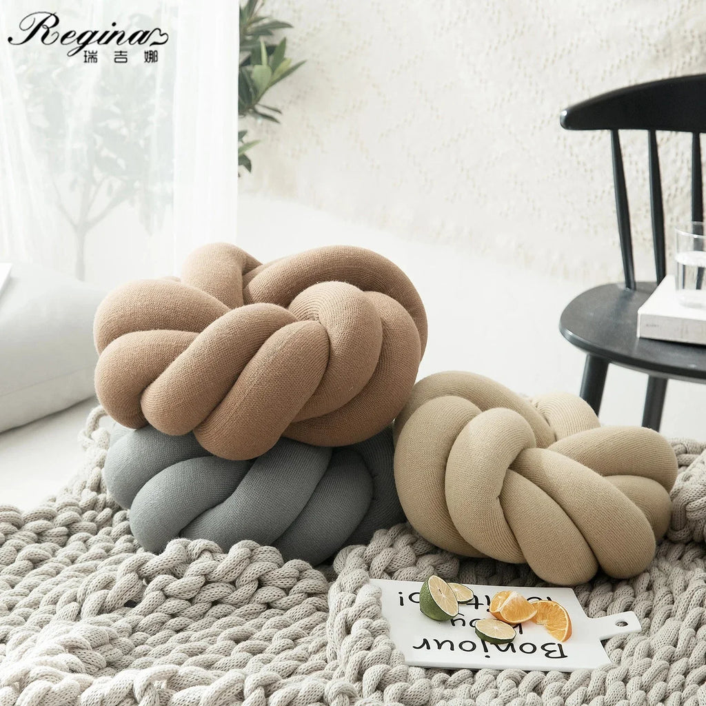 Regina Cotton DIY Hand Knot Back Cushion – Cozy Decorative Lumbar Pillow - Quincelle.co