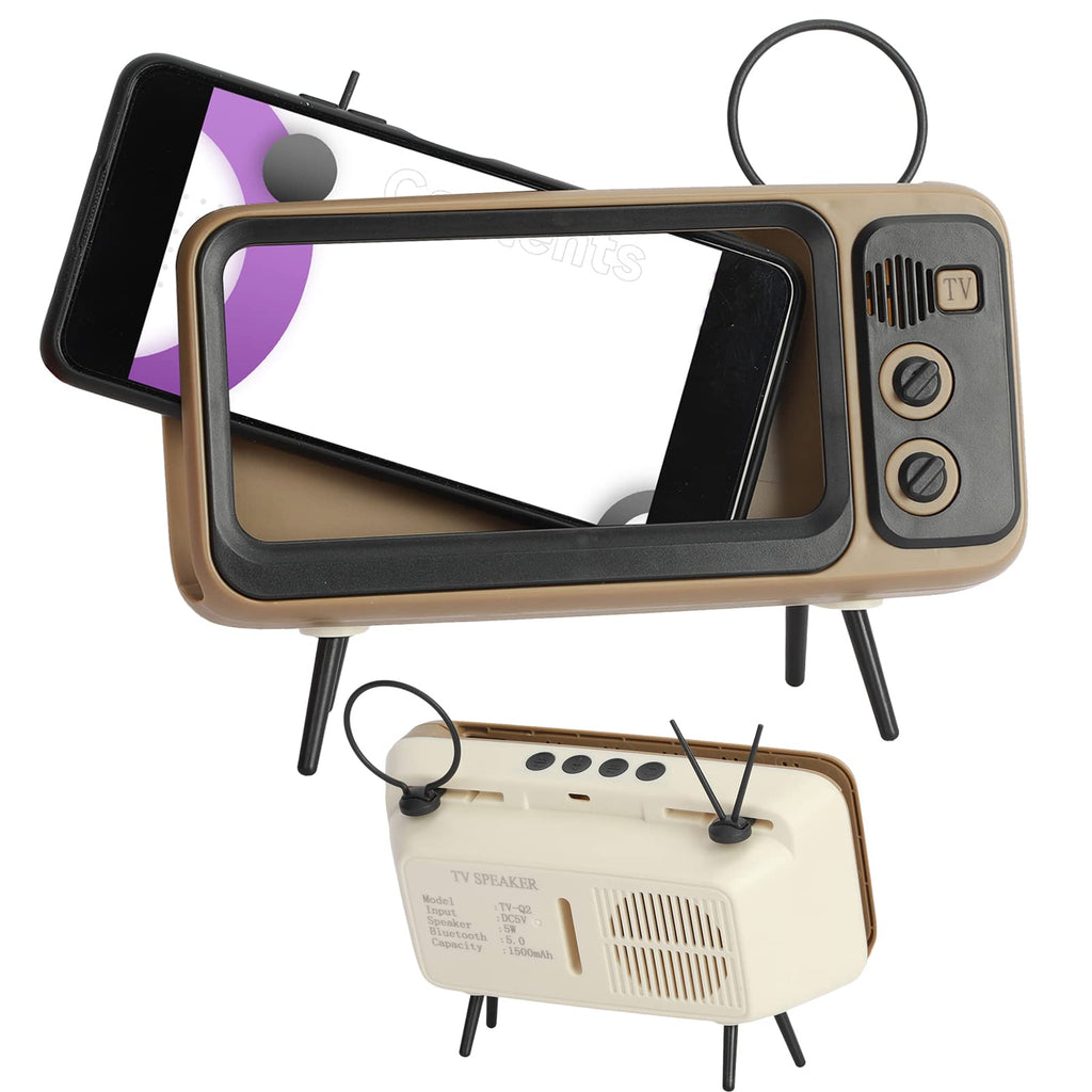Retro Mini TV Bluetooth Speaker & Phone Holder | 2 - in - 1 Portable Wireless Audio - Quincelle.co