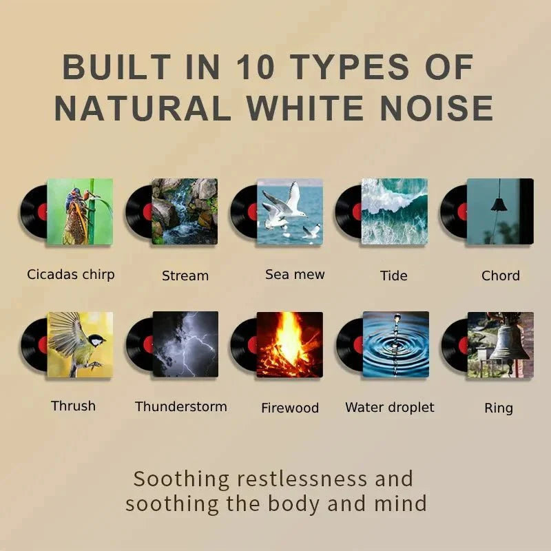 RGB Sleep White Noise Machine: Rechargeable LED Night Light & Relaxing Audio - Quincelle.co