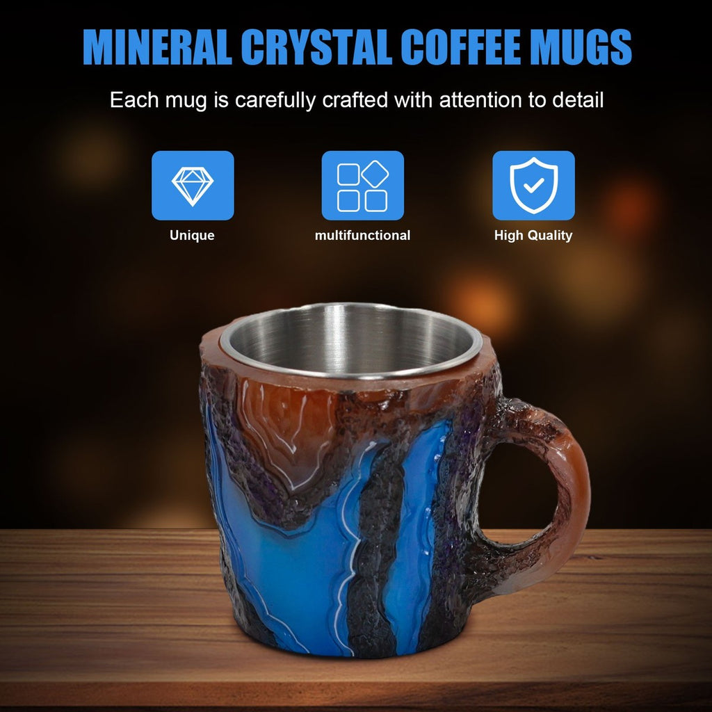 Crystal Mineral Coffee Mug — Faceted Sculptural Drinkware Gift