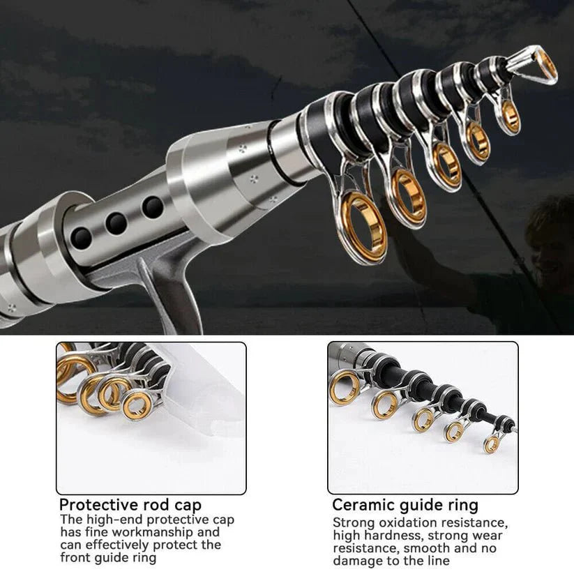 Carbon Fiber Telescopic Fishing Rod & Reel Combo – 12+1BB Spinning Reel,... — View 2