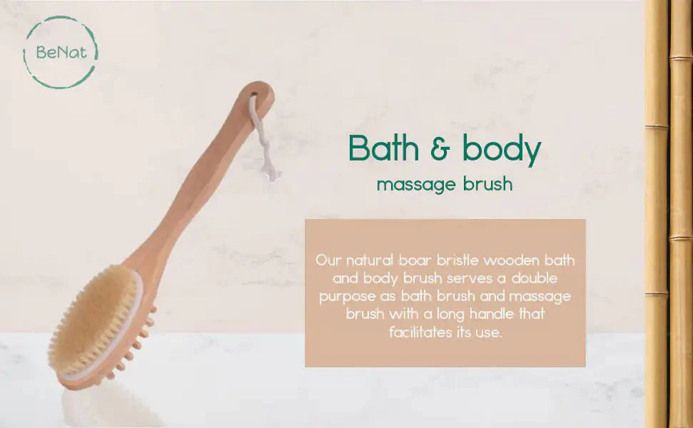 Bath & Body Massage Brush – Long Handle Exfoliating Back Scrubber, Wet &... — View 9