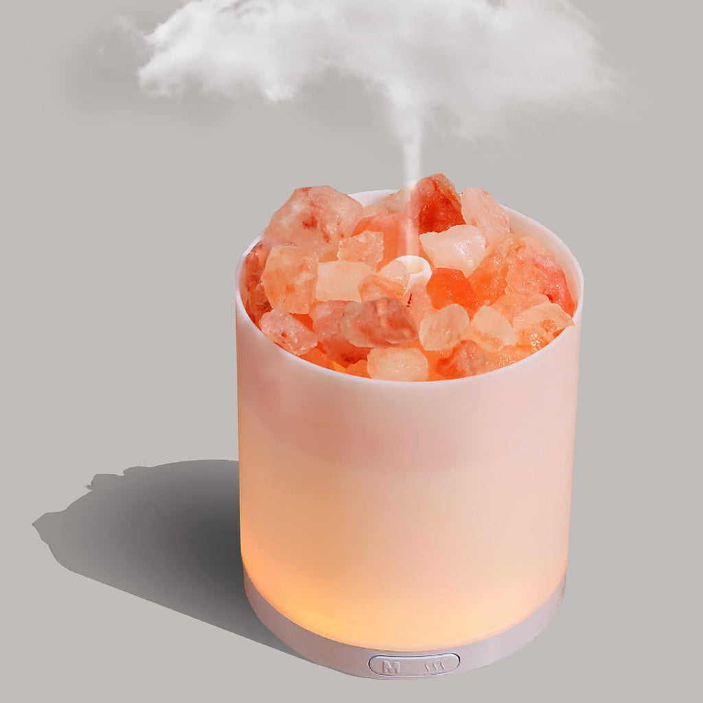 Salt Lamp Diffuser 3 - in - 1 Himalayan Crystal Humidifier Aromatherapy Essential Oil Night Light 360ml LED Pink - Quincelle.co